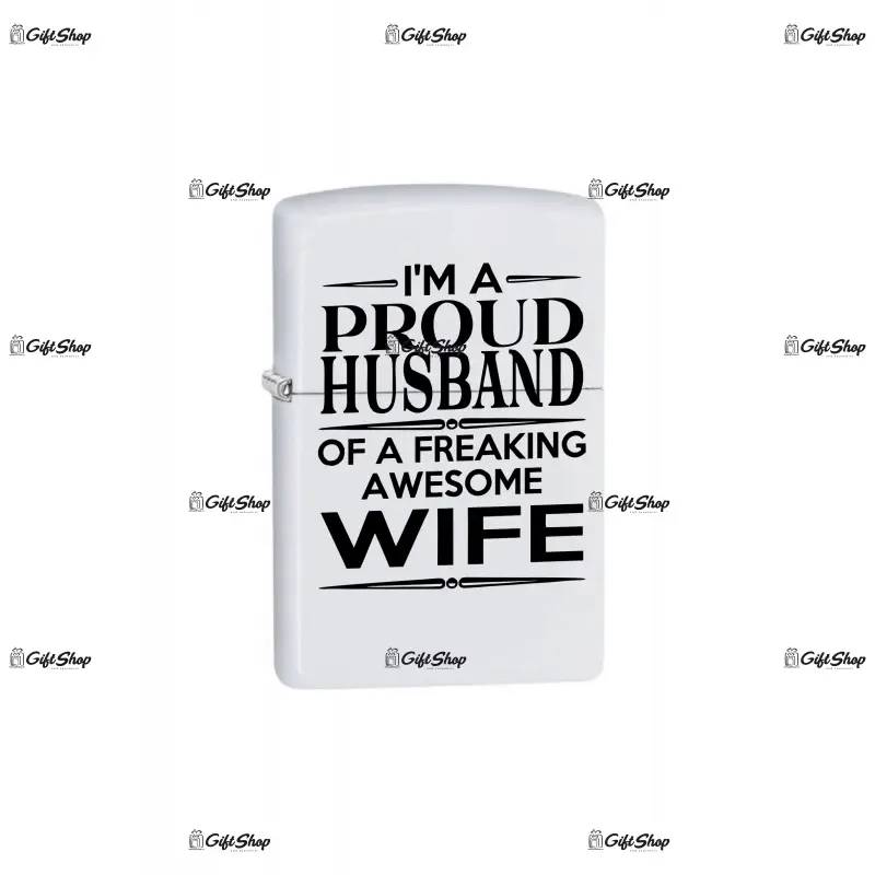 I`m a proud husband, bricheta metalica gravata laser cu mesaj